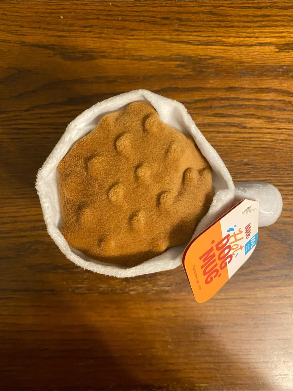 Bark BarkBox Hot Dog Mug Squeaky Plush Dog Toy Size M/L New With Tags